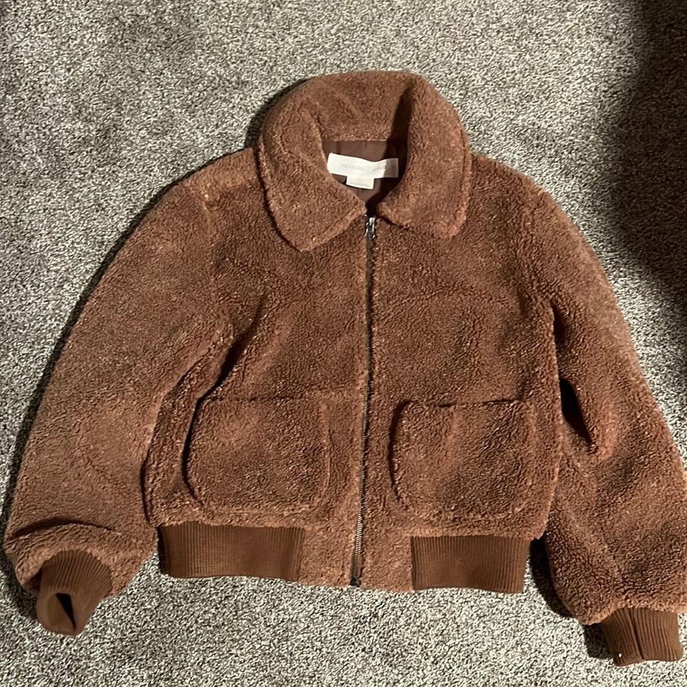 Treasure & Bond fuzzy brown jacket